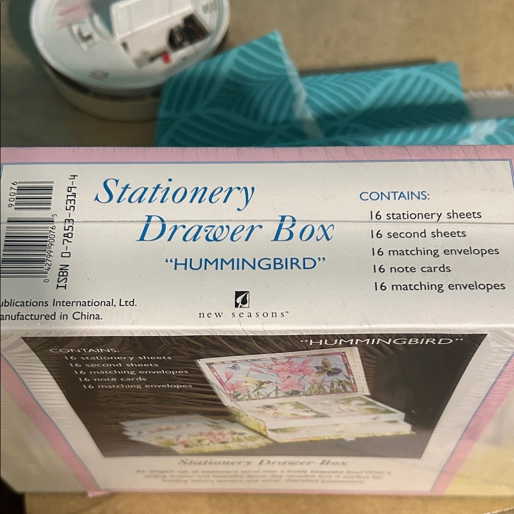 Hummingbird Stationery Drawer Box - Elegant White